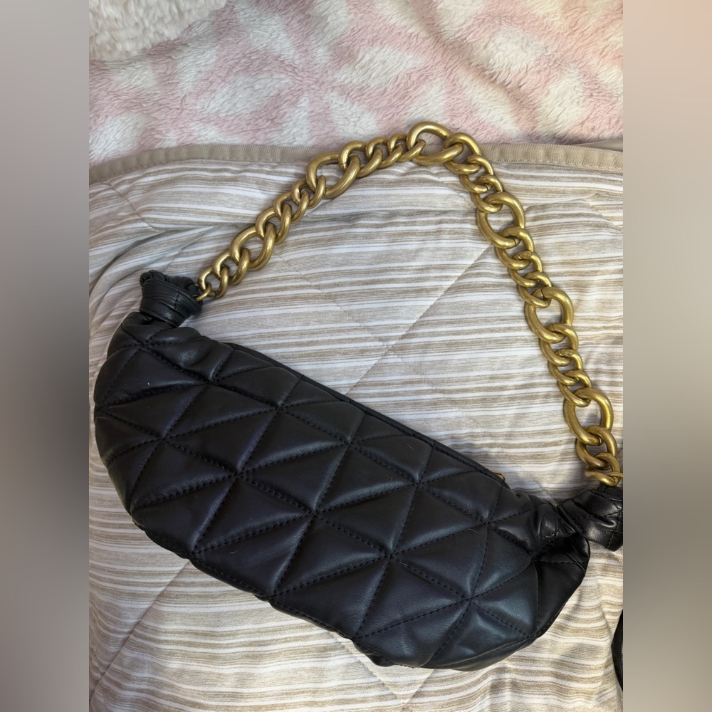Black Zara Quilted Chain Shoulder Bag